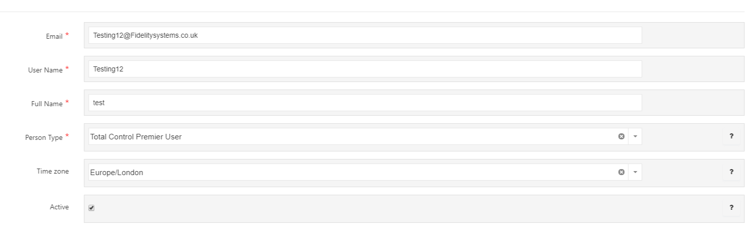 User detail fields
