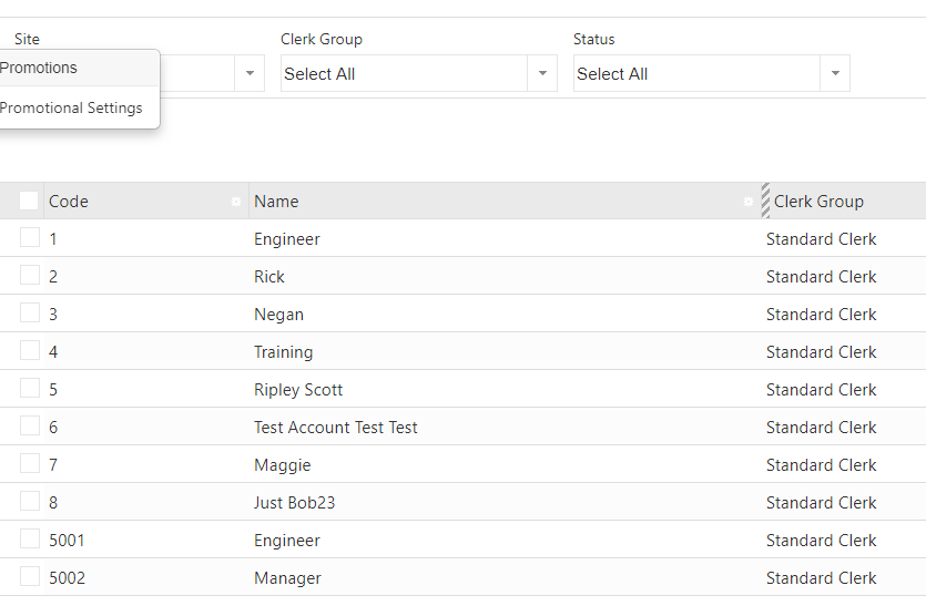 Screenshot 11.11 Clerk fields
