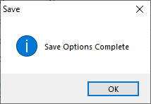 Save Options Complete