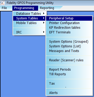 System Tables - Peripheral Setup