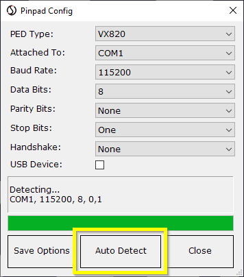 Ocius Sentinel Pinpad Config Auto Detect