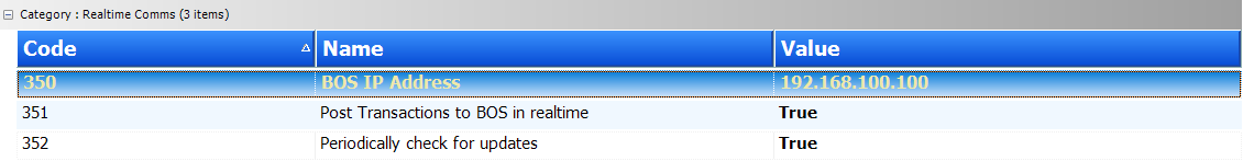 System Options (Grouped) - Realtime Comms options set