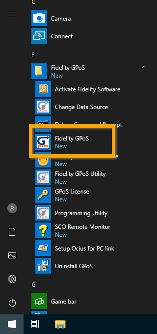 Start Menu - Fidelity GPoS